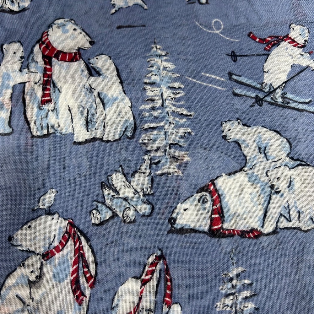 Vera Bradley-BEARY COOL BLUE-Soft Fringe Scarf Polar Bears soft shawl/cover NEW - Picture 7 of 9
